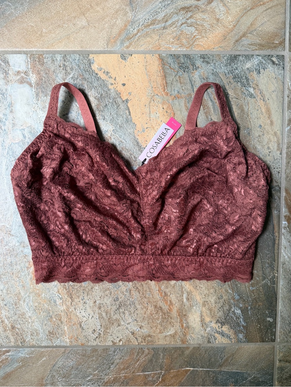 Cosabella NSN Curvy Sweetie Soft Bralette NWT Women's Size XL Ticino Brown Red